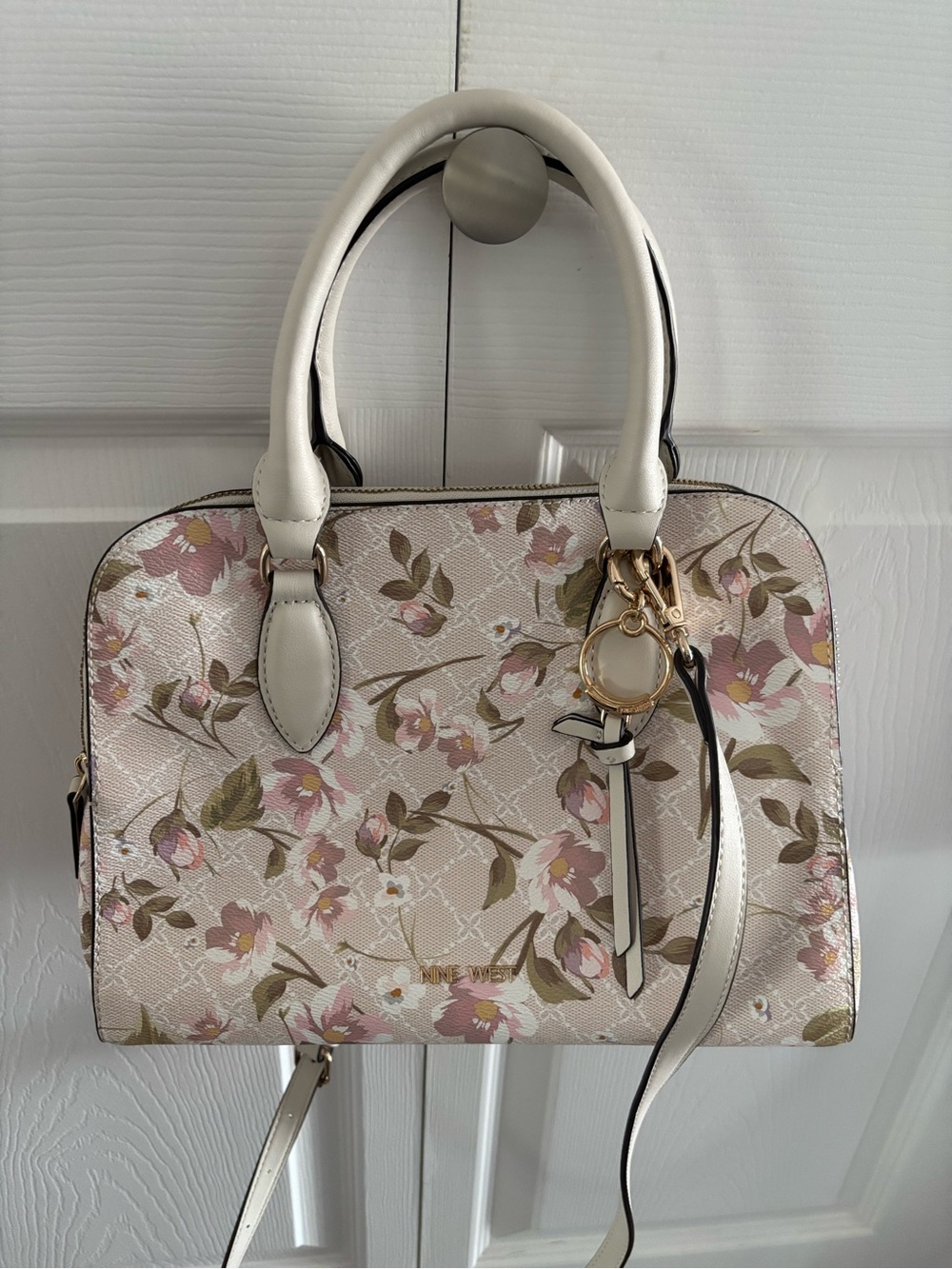Nine West Floral Satchel in Light Pink and White